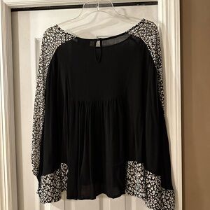 Black and White Asymmetrical Relaxed Blouse